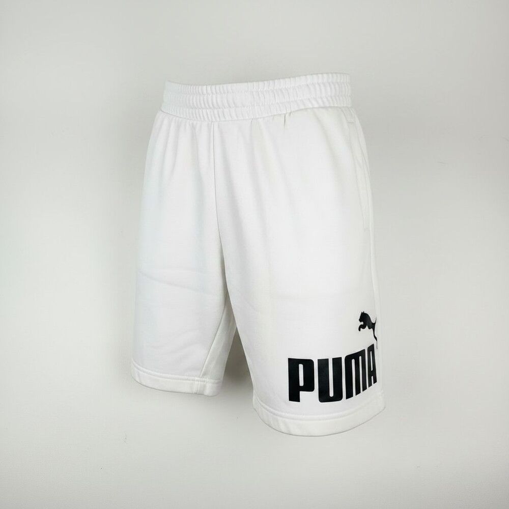Puma SE Way 1 Men's Medium White Fleece Sweat Shorts Big Logo